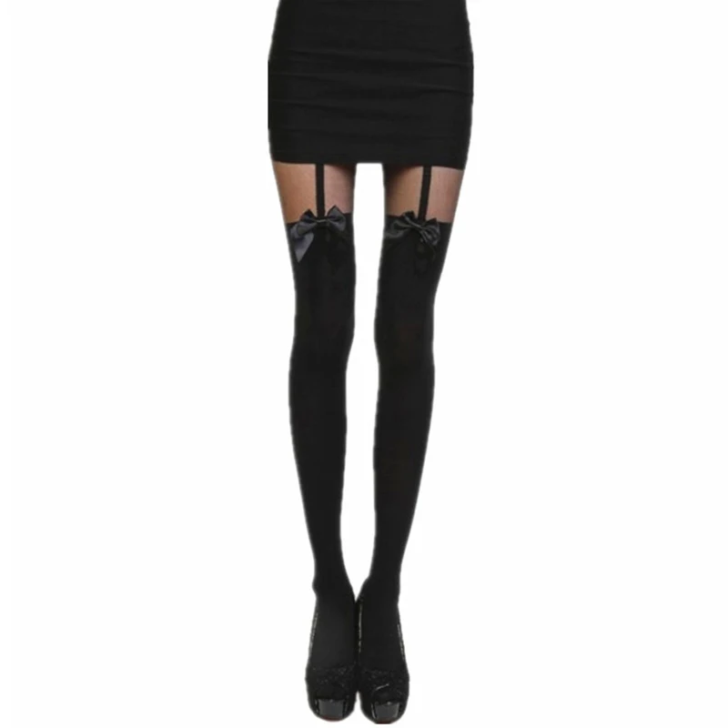 Женские сексуальные колготки с татуировкой бантиком милые Collant Femme Medias Mujer Strumpfhose