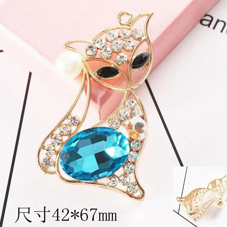 DoDower brand 5pc 4 color gem fox key chain pendant lady handbag handset DIY accessories metal | Украшения и аксессуары