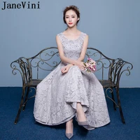 janevini cheap lace homecoming dresses tea length gray navy blue burgundy junior pearls formal graduation dress 2019 a line gown