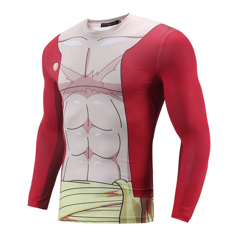 Аниме цельная футболка с 3D принтом Luffy/Trafalgar.Law/Sanji/Usopp/BROOK длинный рукав облегающий