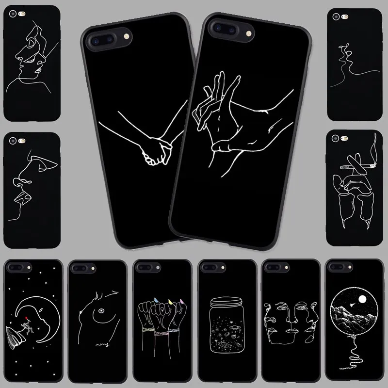 Чехол s с абстрактным рисунком для iphone 7 8 Plus X простой чехол Мягкий силикон + ТПУ 5 5S