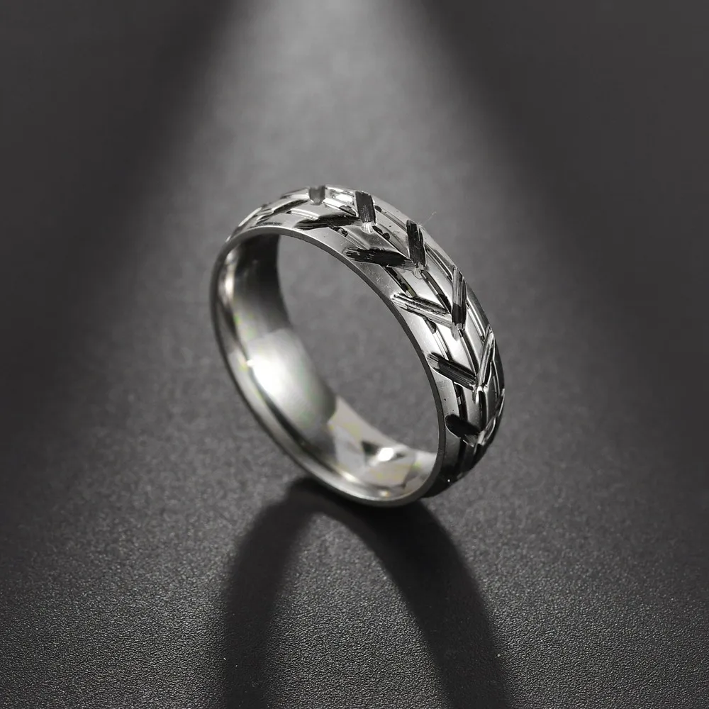 Кольца унисекс из нержавеющей стали 6 мм с шипами пшеницы | Украшения и аксессуары