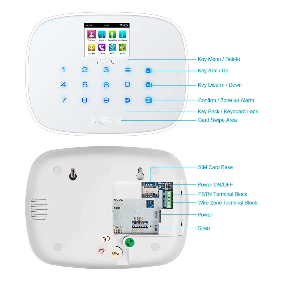 KERUI W193 3g wifi PSTN GSM домашняя охранная система Alarme комплекты белый lcd 2,4 дюймов TFT цветной экран дисплей сигнализация s