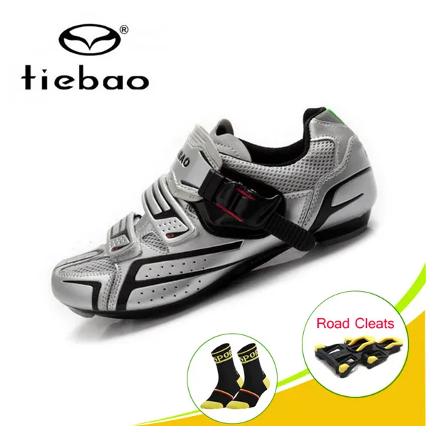 1268 S with cleats TIEBAO/Мужская велосипедная обувь; bicicleta carretera; самоблокирующаяся обувь для езды; Zapatos; обувь для шоссейного велосипеда с легким замком; обувь для езды на велосипеде - Цвет: 1268 S with cleats