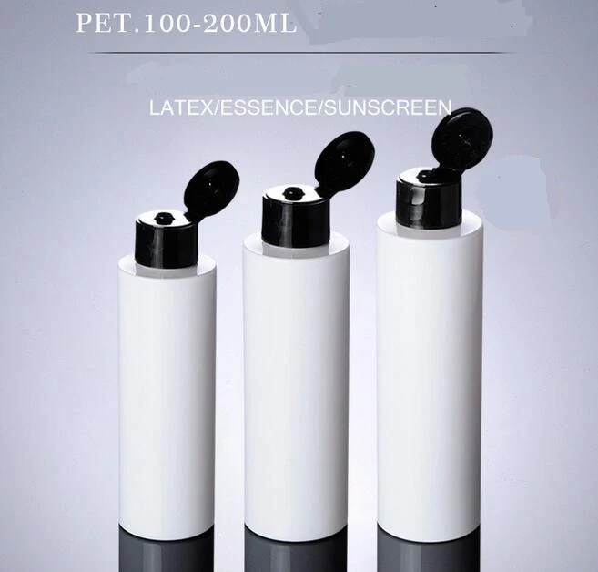 

1000pcs 100/150/200ml Flip Top Cap Refillable Bottle Small Simple Empty Bottles Container Makeup Liquid Cosmetic Jar