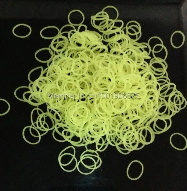 2014 HOT Glow in the Dark Luminous Rubber Bands Refills Loom Band Bracelets DIY (600 pcs bands + 24 S clips ) *20 Wholesale|glow dark pebbles|glow