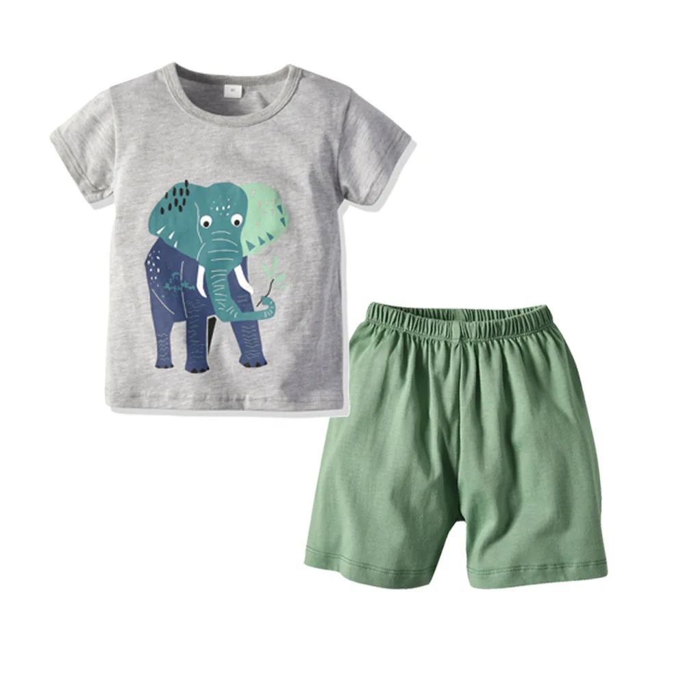Sweet Cute Boys Cartoons Print Cotton Outfits Tees and Shorts 2pcs Sets Multi Candy Color Summer Clothing | Детская одежда и обувь