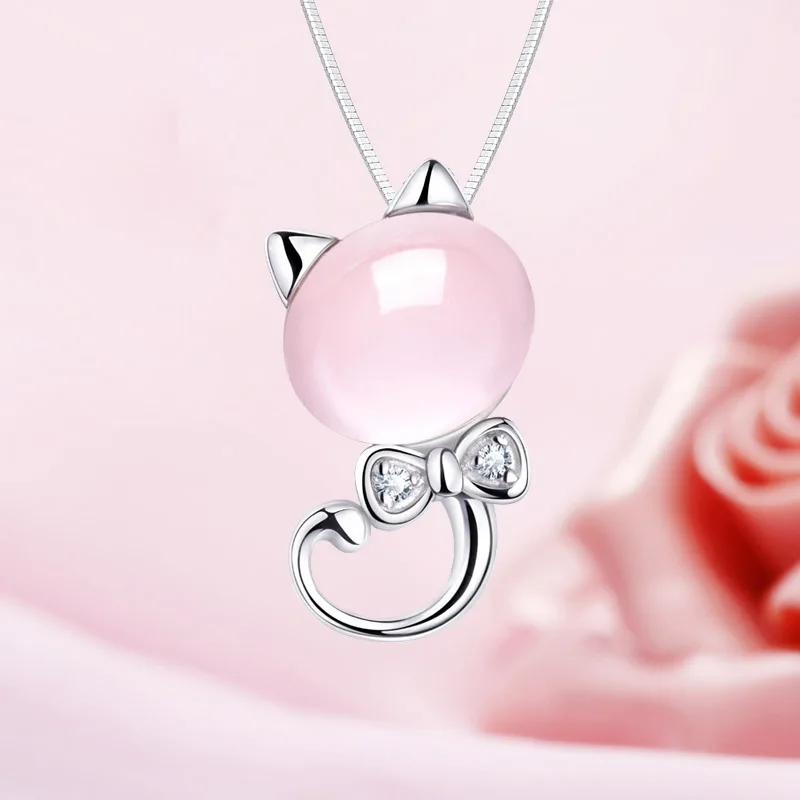 Высококачественная Милая подвеска в виде котенка с бантом покрытая серебром