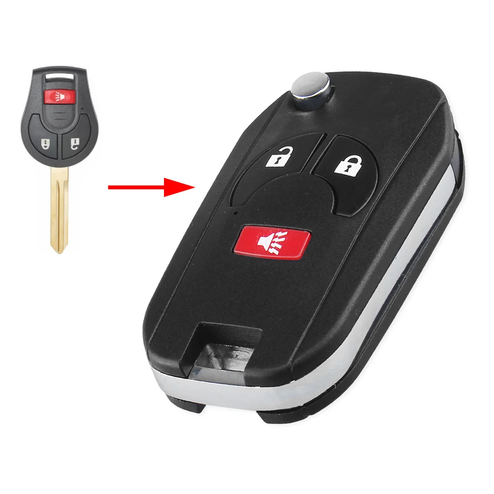 3 Buttons KEYYOU 2 кнопки флип складной дистанционный Автомобильный ключ чехол Корпус Fob чехол Стайлинг для Nissan Cube Micra Qashqai Juke Altima Maxima - Количество кнопок: 3 Buttons