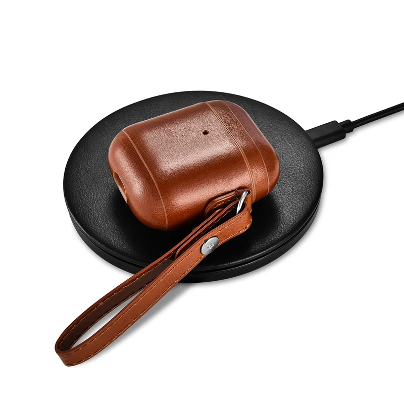 Geniune кожаный чехол для Airpods чехол s Для Air Pods Earpods защитный чехол для наушников с ремешком для iphone