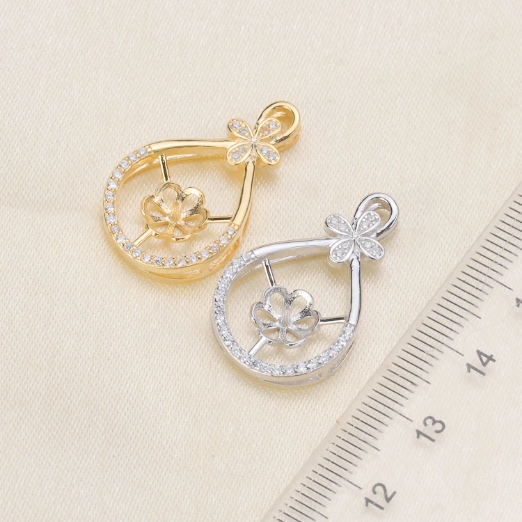 3Pcs/Lot Oval Waterdrop Shape Design Pearl Pendant Holder S925 Sterling Silver Jewelry Findings Silver&ampGold Color | Украшения и