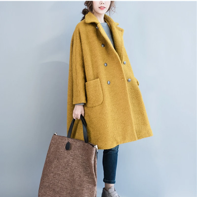 Женское шерстяное пальто 2017 новое осеннее зимнее Модное теплое с отложным