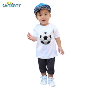 Детская футболка LONSANT, Повседневная футболка с футбольным принтом для маленьких мальчиков и девочек 2018, летние футболки для мальчиков
