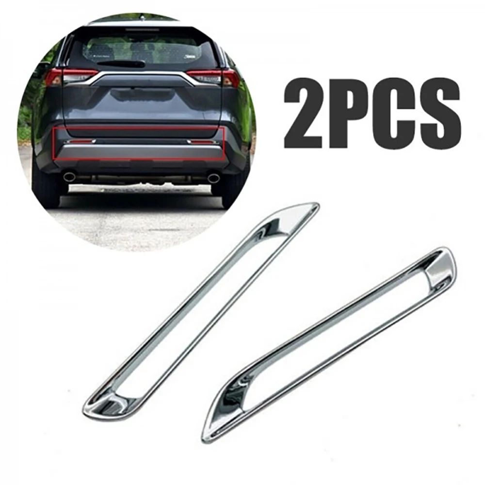 2Pcs Rear Fog Light Lamp Cover ABS Chrome Trim Strip Garnish For 2019 Toyota RAV4 Car Frame Sticker | Автомобили и мотоциклы