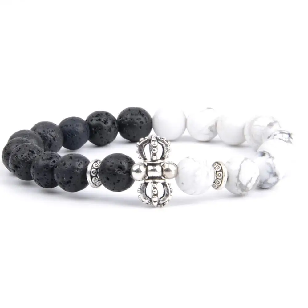 5 Howlite Lava Модные мужские часы наручные ювелирные изделия 7 Чакра Исцеляющие буддийские браслеты для женщин мала-Йога ювелирные изделия подарок Прямая поставка - Окраска металла: 5 Howlite Lava
