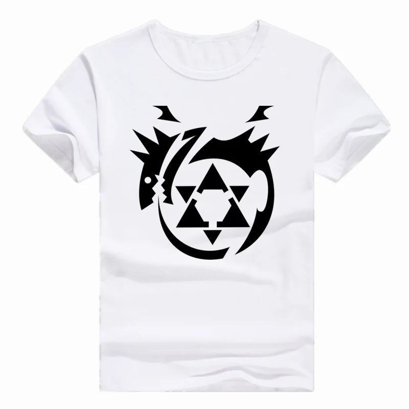 Азиатский размер принт полный металл Стальной алхимик Эдварда Альфонса футболка