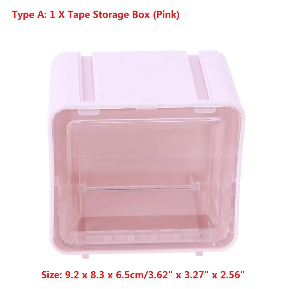 Type A Tape Box 02 Мини пластиковая японская васи лента коробка для хранения рулон Msking лента Настольный держатель Органайзер офисная настольная комплектующие для диспенсера - Цвет: Type A Tape Box 02