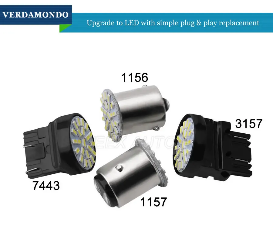 1156 BA15S светодиодный светильник заднего хода 1157 BAY15D 3157 T25 7443 T20 задний стоп сигнал 22