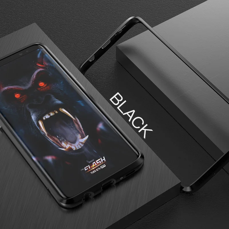 Black Ginmic Модный чехол бампер для samsung Galaxy S9/плюс противоударный металлический каркас ультра тонкий алюминиевый меч стиль - Цвет: Black