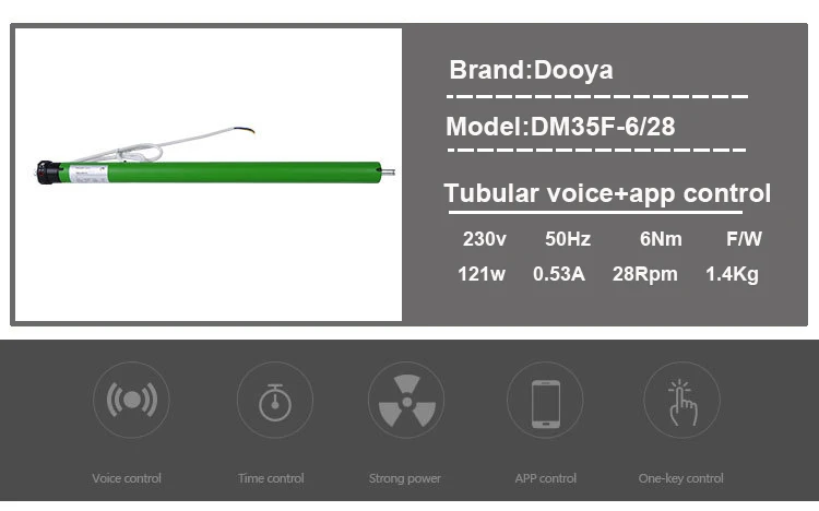 Dooya трубчатый двигатель DM35F wifi приложение 120V 230V Alexa Google home управление для моторизованных рулонных жалюзи