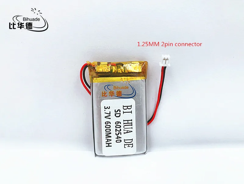 li-po 1.25mm plug 3.7V 600mAH 602540 Polymer lithium ion/Li-ion battery for DVR RECORD MP3 MP4 TOY GPS SMART WATCH SPORT CAMERA |