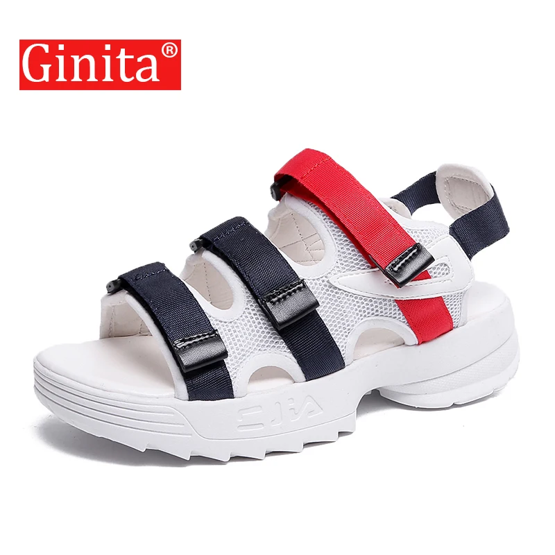 Ginita/ г., новые летние босоножки женские модные босоножки на толстой плоской платформе женские босоножки из искусственной кожи