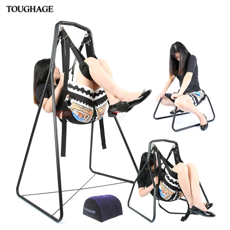 Товар: Кресло-качалка Toughage 4 в 1 с подушкой, регулируемыми ремнями, позиционированием для фетиша, связыванием и нейлоновым флиртом, необходимая взрослая мебель.