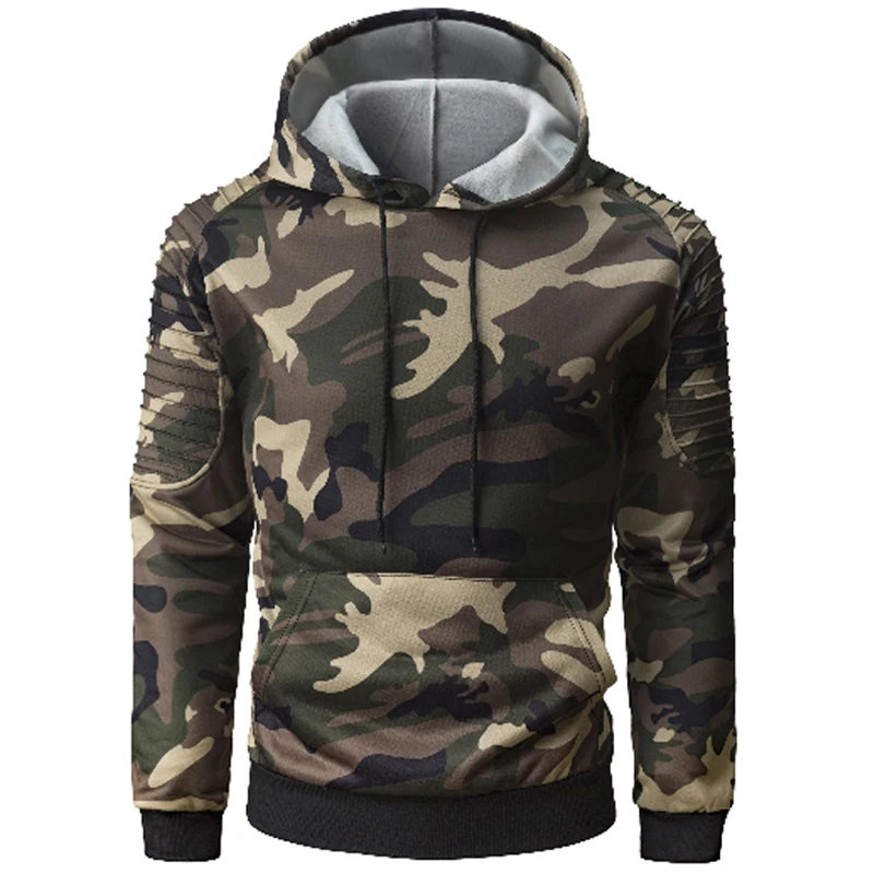 Бренд 2018 худи с камуфляжным принтом Толстовки Для мужчин мода спортивный костюм