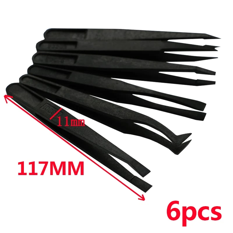 Портативный черный прямой изгиб антистатический пластиковый пинцет