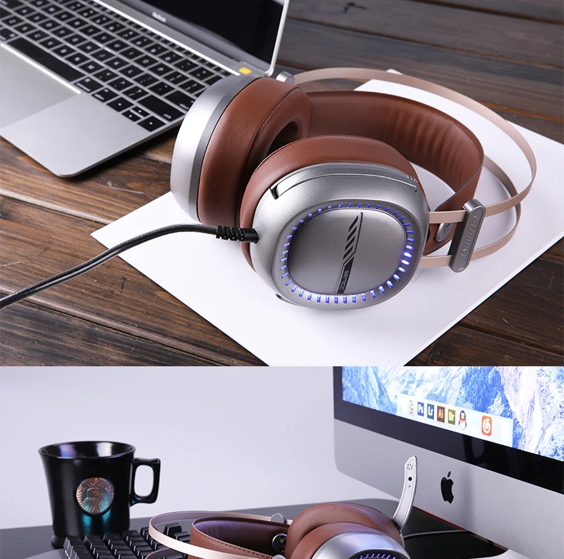 SENICC W245, крутые, светодиодный, игровые наушники с шумоподавлением, наушники для геймера, гарнитура из искусственной кожи, гарнитура с разъемом 3,5 мм и USB