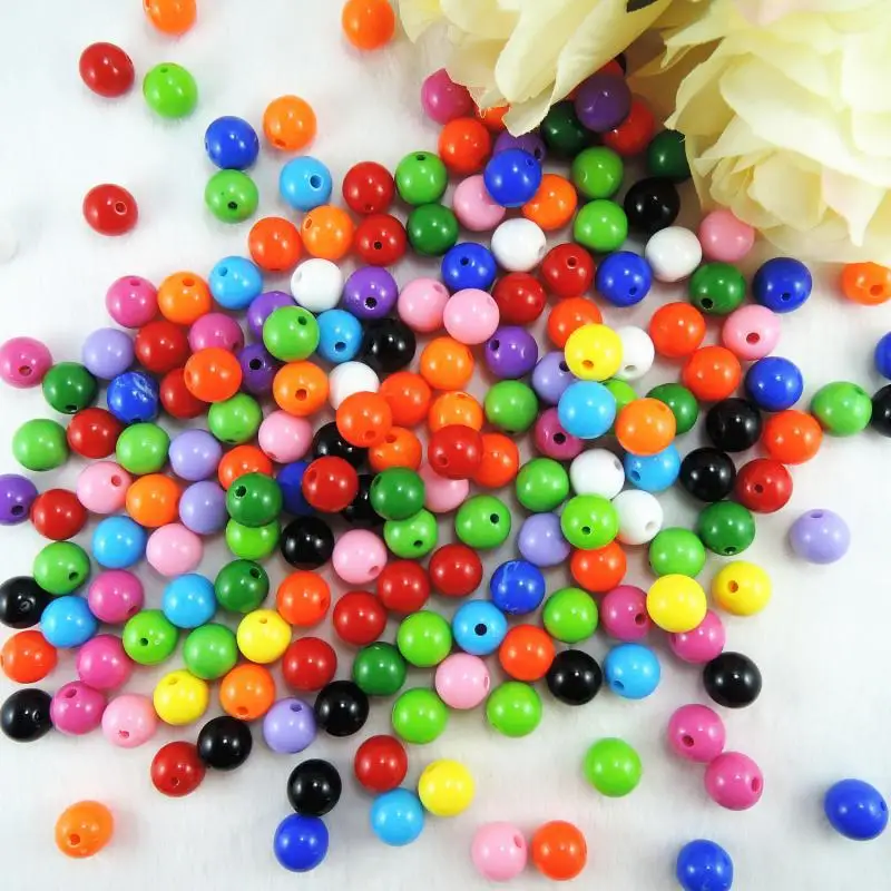 Оптовая продажа смешанные однотонные акриловые Круглые бусины-разделители для