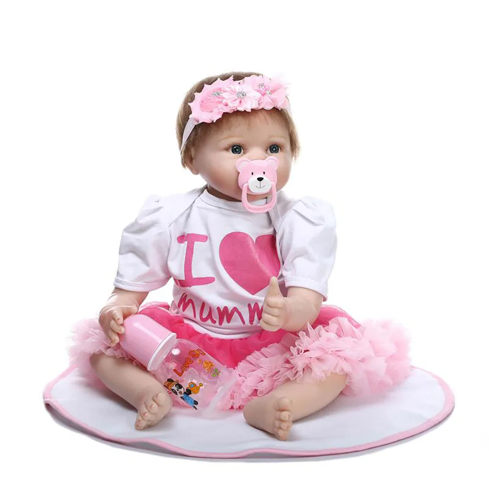 55 см 22 &quotсиликоновые Reborn Baby Doll игрушки с Соска мишкой роскошные аксессуары куклы