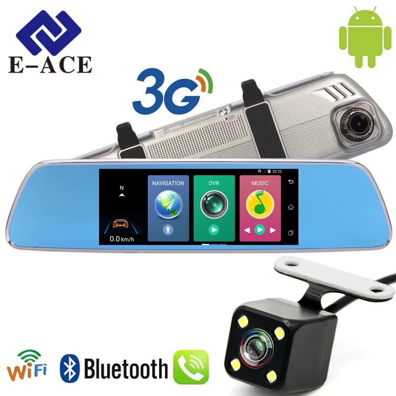 E ACE D05 Автомобильный видеорегистратор 3g зеркало 7 дюймов FHD 1080P видео рекордер