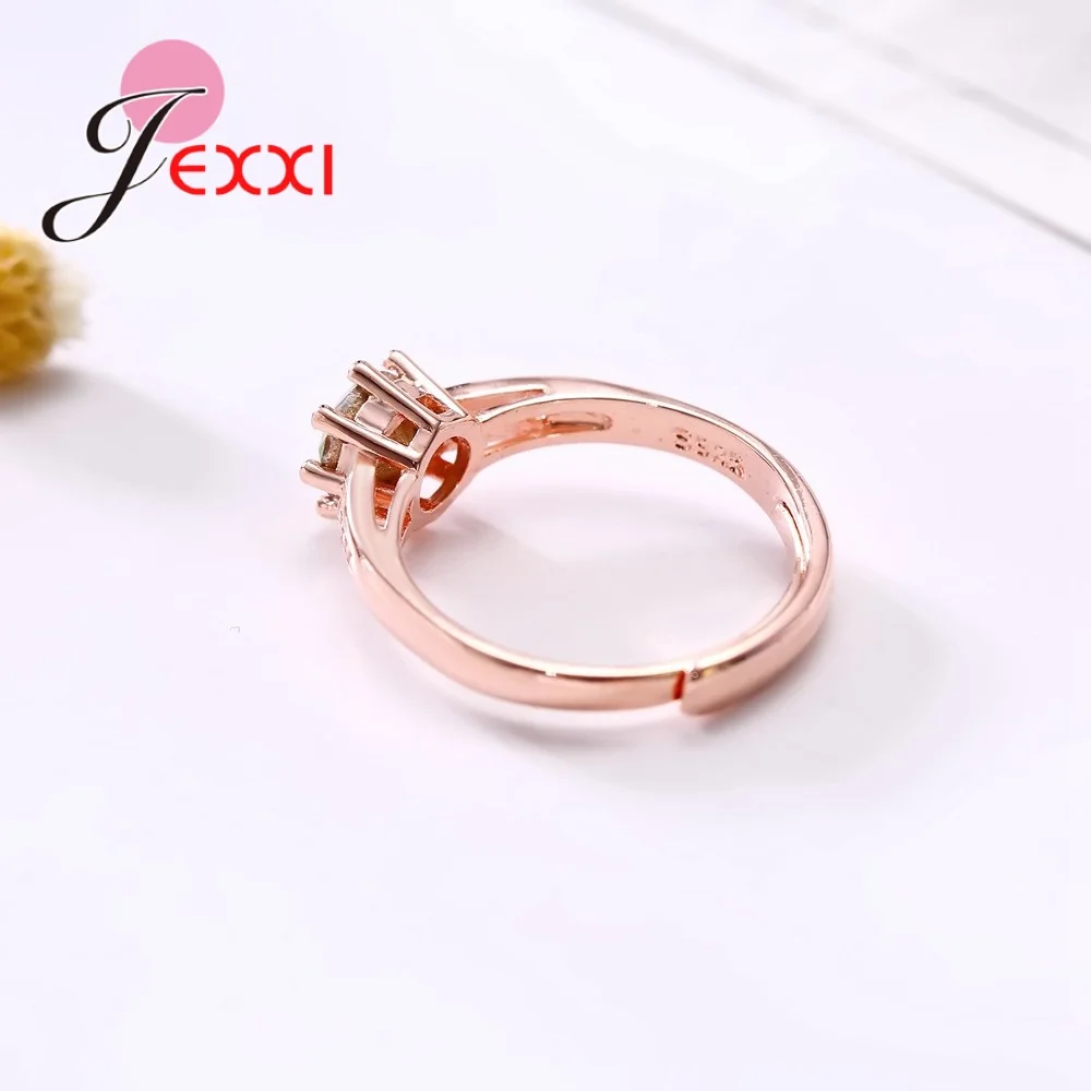 

Hot Sale Classic Women Party Wedding Jewelry With Fine Round Cubic Zircon Female Rose Gold Open Ring Wholesale