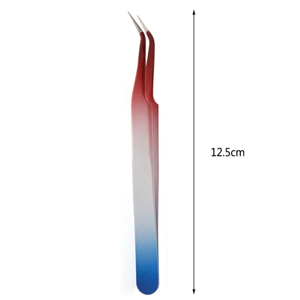 1 шт. градиентный Радужный прямой Изогнутый пинцет из нержавеющей стали стикер