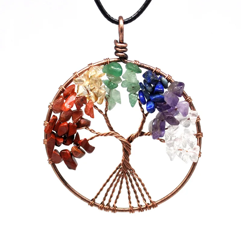 7 Чакр натуральное дерево жизни маятниковая Подвеска Ожерелье для женщин кварц