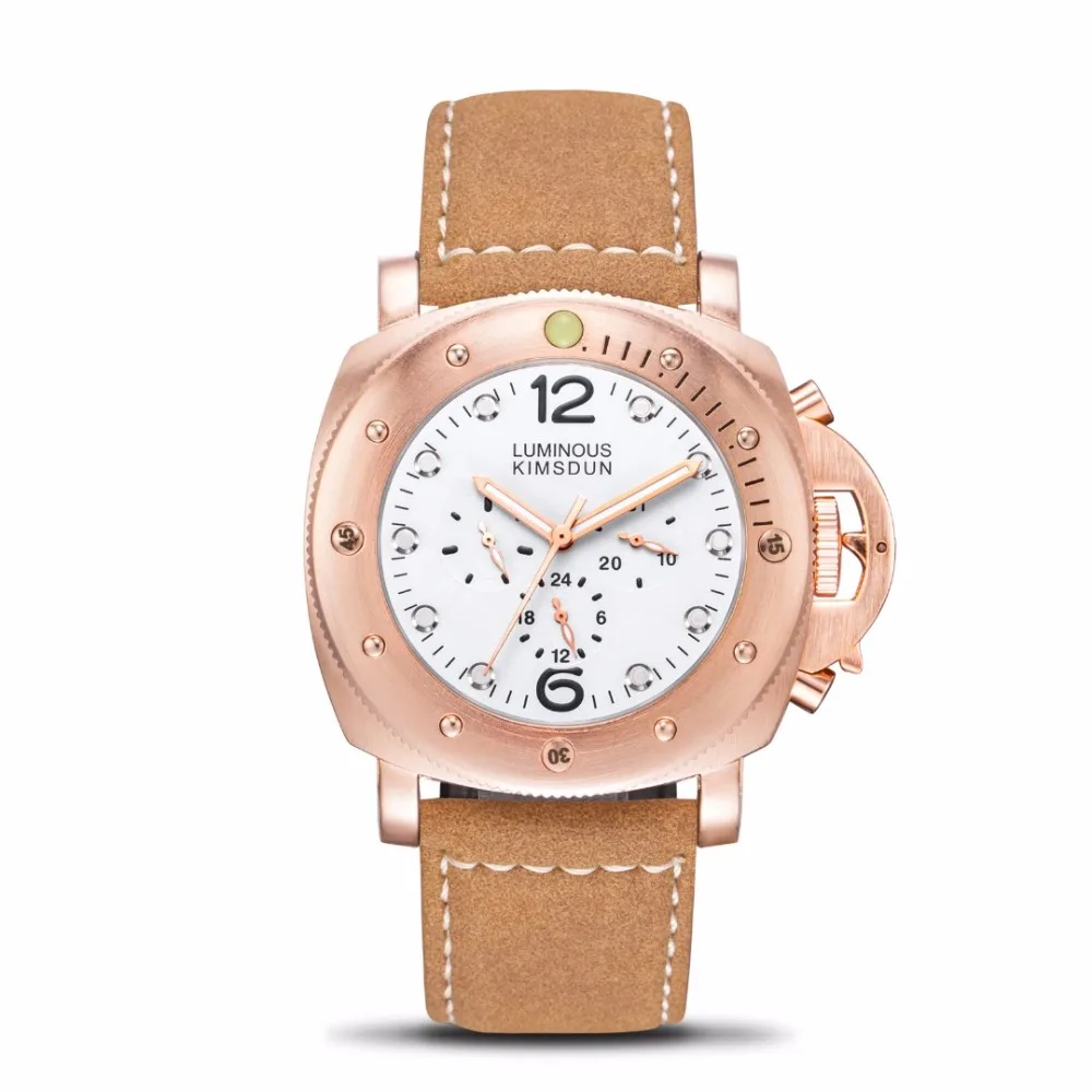KIMSDUN военные мужские спортивные часы Montre Homme Роскошные автоматические механические часы для мужчин все Subdials работа водонепроницаемый Clcok