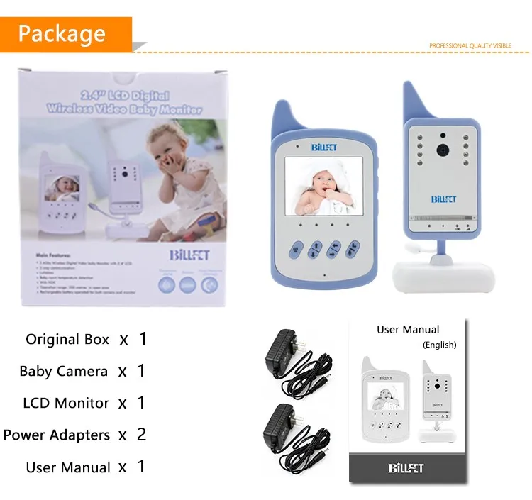 BILLFET Беспроводной 360 Видеокамера 2.4 дюймов ЖК-Цифровой Видео Baby Monitor с Камерой VOX Радионяня Монитор Радио Видео няня детские видео няня Видео Монитор Младенца радионяня с камерой РАДИО НЯНЯ радионяня рация