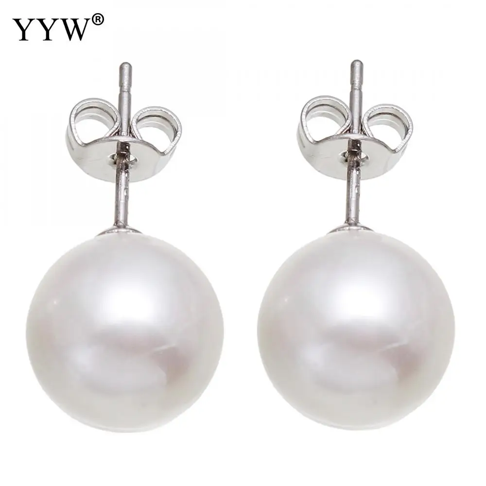 

Freshwater Pearl Stud Earrings White Shell Pearls Stud Earrings Fine Jewelry 8mm