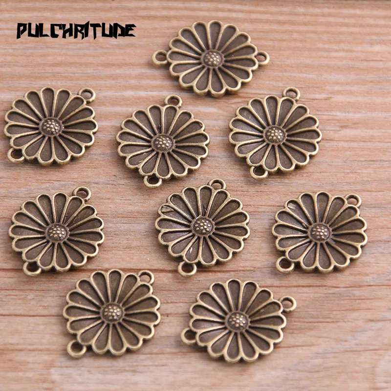 20 шт. соединитель для изготовления ювелирных изделий двухцветные цветы 18*23