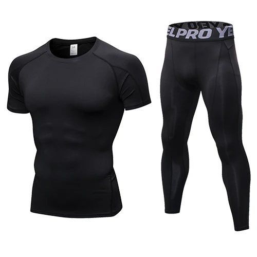 Style 18 2 шт мужской компрессионный спортивный костюм для бега плотный Мужской Быстросохнущий Спортзал Фитнес Бег комплекты колготок мужские тренировочные спортивные костюмы - Цвет: Style 18