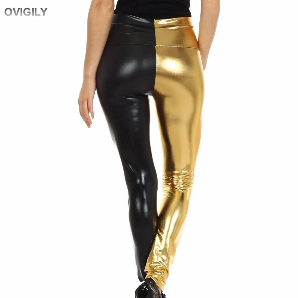 OVIGILY пикантные цветные блочные металлические леггинсы с высокой талией