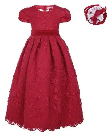 Милое красное платье до щиколотки для девочек свадебное с вышивкой и открытой