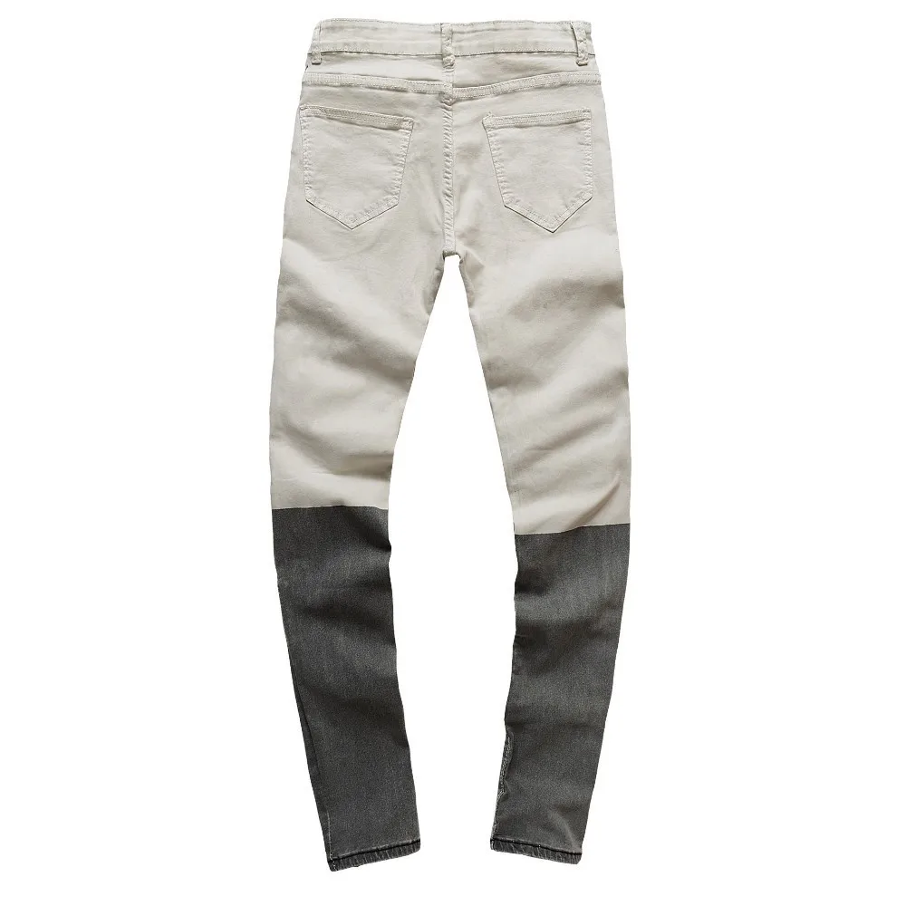 Moomphya/2018 Для мужчин рваные байкерские джинсы Distressed Slim Fit на молнии хит цвет скинни