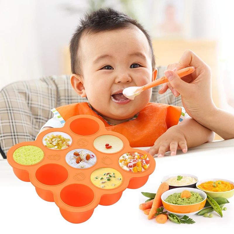 Portable Baby Food Storage Box Homemade Blue Mini Infant Food Container Breast Milk Storage Crisper Silicone Food Freezer Trays