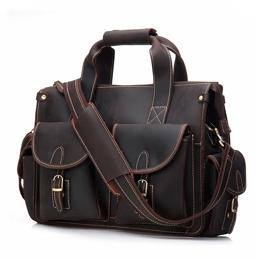 BOLEKE New Genuine Leather Men Business Bag Fashion Brand Shoulder Tote Messenger Causal Handbag 15"Laptop Briefcase Mal | Багаж и