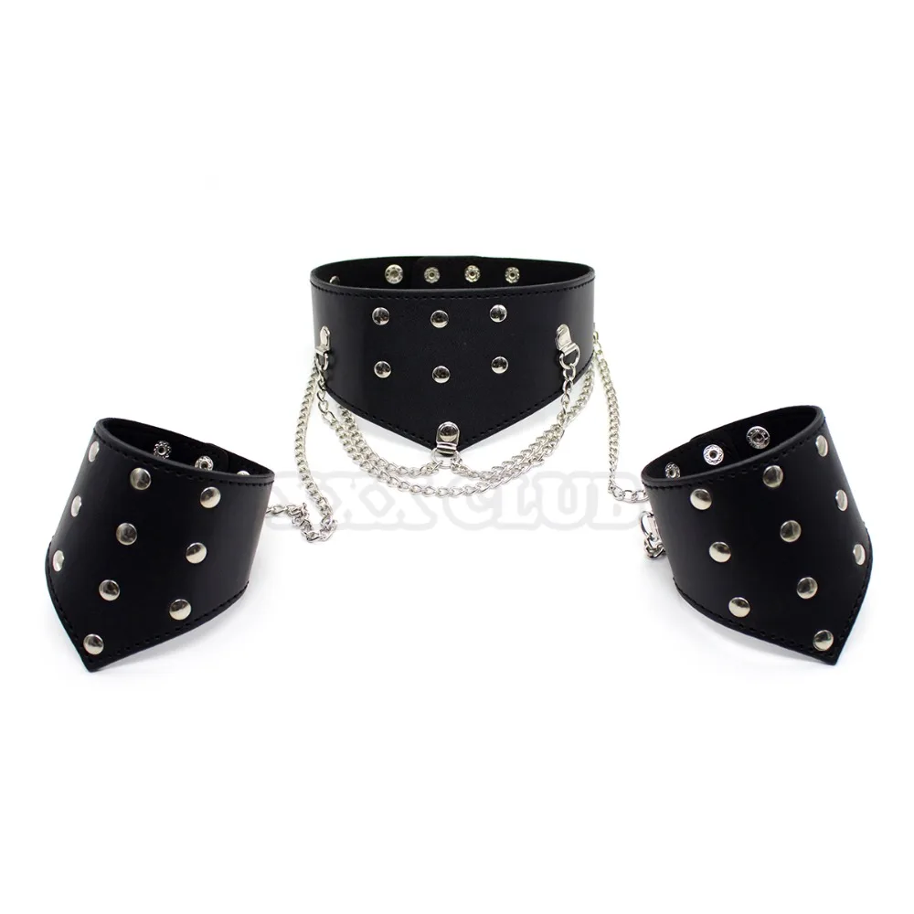 Тиерри рабский ошейник с наручниками Фетиш связывание ограничители мульти