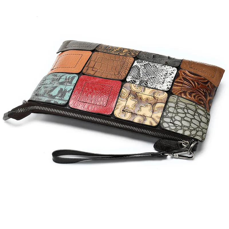 Разноцветная кожаная сумка через плечо в стиле ретро с одним плечом