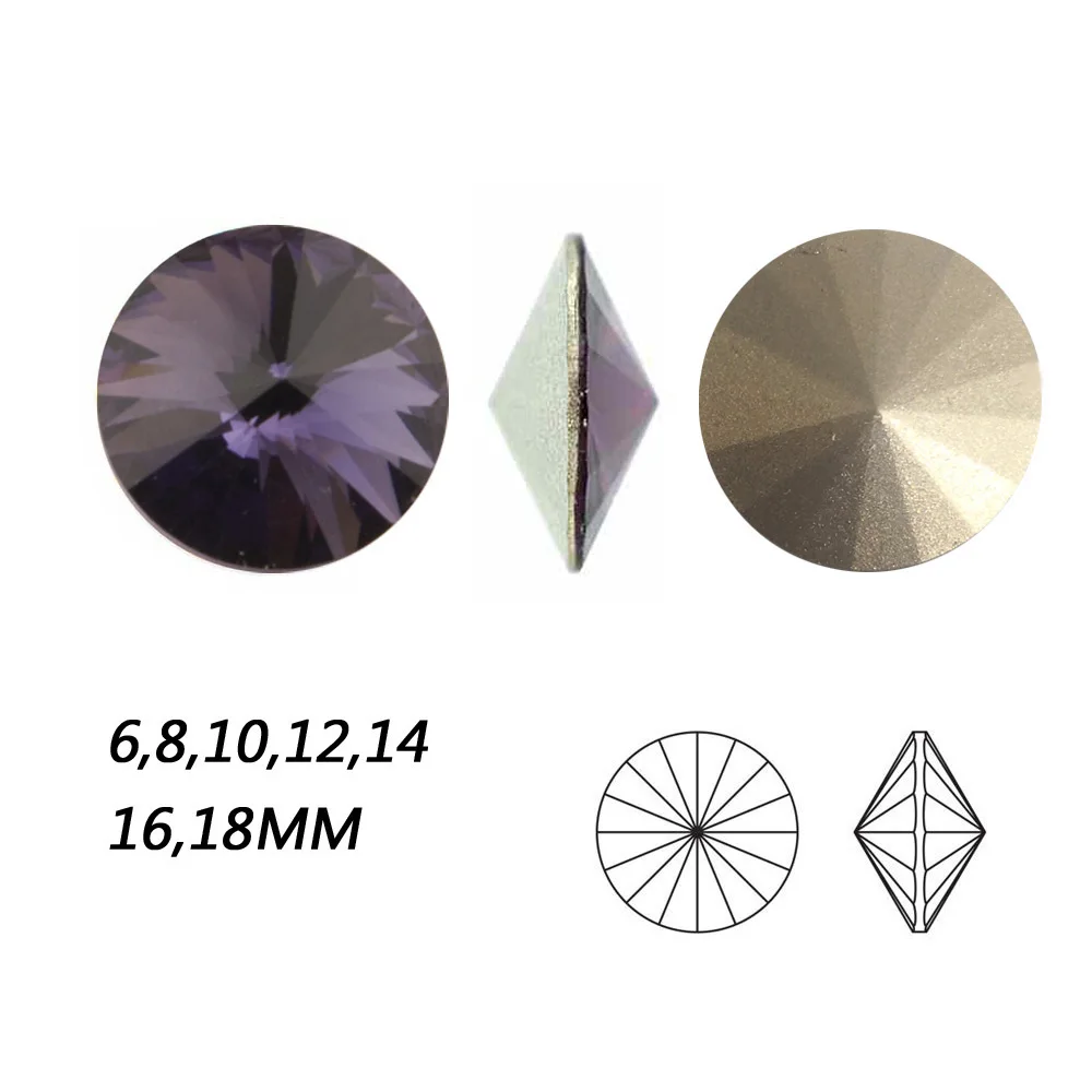 NYMR #1122 All Sizes Purple Velvet Rivoli Pointback Setting Sew On Crystal Fancy Rhinestone Strass For Garment Decoration | Дом и сад