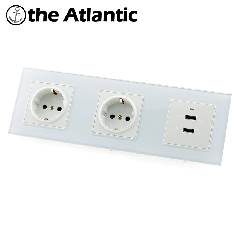 Электрическая розетка + USB ТВ RJ45 HDMI Тройная Pop настенная закаленное стекло панели